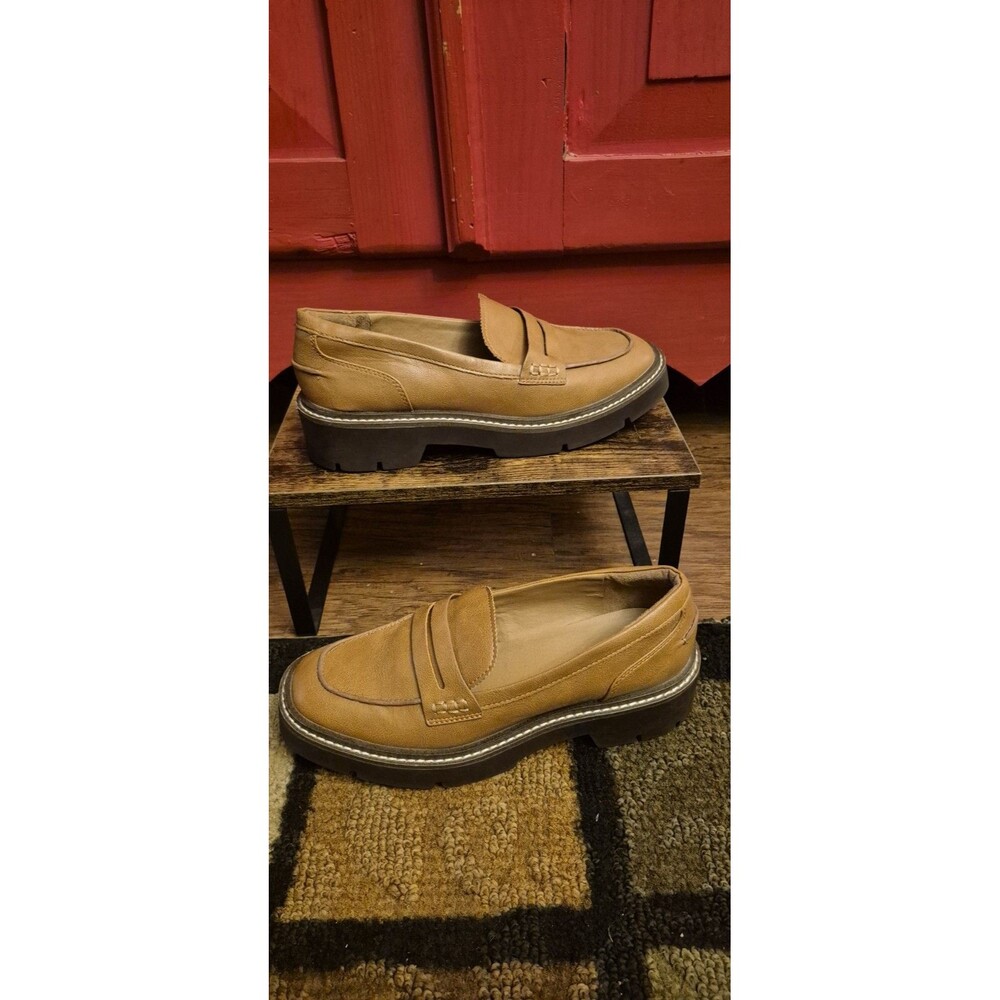 NEW Nordstrom Rack Sze 8 M Ladies Faux Leather Chunky Platform Penny Loafer Shoe